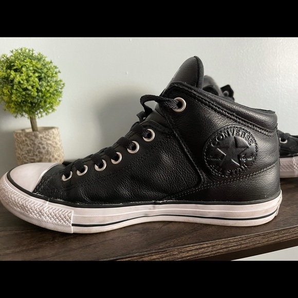 Converse black high top leather